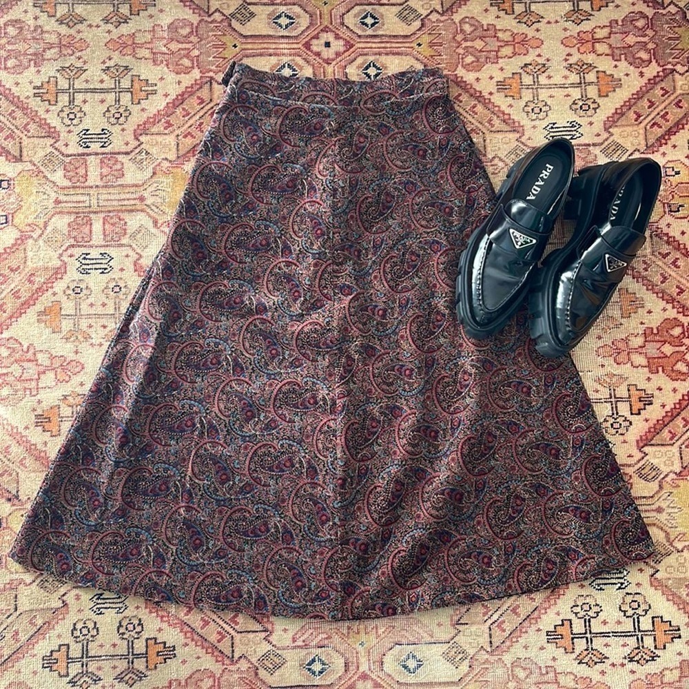 Vintage velvet pattern a-line skirt size 4